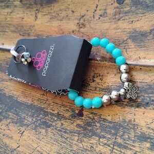Paparazzi Aqua and Silver Beaded Bracelet